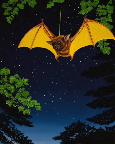 Write a scientific article about the unique bioluminescence of lantern bats.,tropical bat,hanging bat,lantern bat,bat,big brown bat,megabat,bat smiley,little brown myotis,fruit bat,bats,flying fox,lit