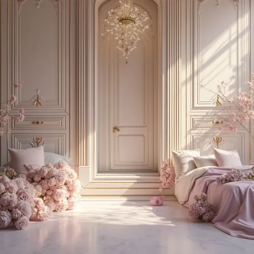 ornate room,beauty room,the little girl's room,bedchamber,peignoir,chambre,lachapelle,soft pink,rococo,enfilade,soft furniture,bedrooms,damask,wallcoverings,opulence,decoratifs,white room,bedroom,baroque,interior decoration,Photography,General,Realistic