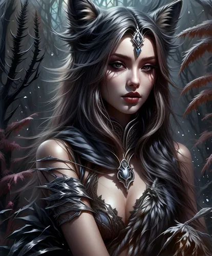 huntress,the enchantress,fantasy art,fantasy portrait,sorceress,faerie,faery,fantasy picture,dark elf,dark angel,gothic woman,black shepherd,fantasy woman,dryad,feral,fairy tale character,feline,faun,crow queen,priestess