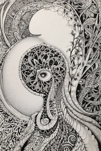 fractals art,paisley pattern,pen drawing,zentangle,ballpoint pen,intricate,detail shot,mandala drawing,paisley,handdrawn,spirals,pointillism,filigree,tangle,biro,mandala loops,sinuous,fractals,complexity,biomechanical,Illustration,Black and White,Black and White 11