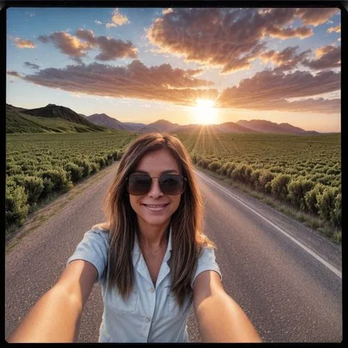 woman riding motorcycle on country road in front of sunset,wine country,nicodemou,vineyards,southern wine route,winelands,vineyard road