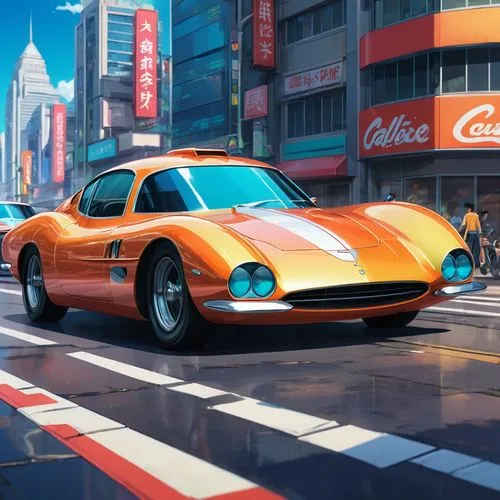 ford gt 2020,3d car wallpaper,deora,ferrari 250 gto,cartoon car,shelby cobra,Illustration,Japanese style,Japanese Style 03