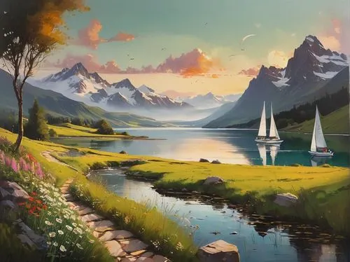 landscape background,fantasy landscape,boat landscape,painting technique,river landscape,nature landscape,salt meadow landscape,coastal landscape,mountain landscape,mountain scene,fjords,fjord,landscape,home landscape,panoramic landscape,landscapes,mountain lake,landscape nature,mountainous landscape,art painting,Conceptual Art,Oil color,Oil Color 01