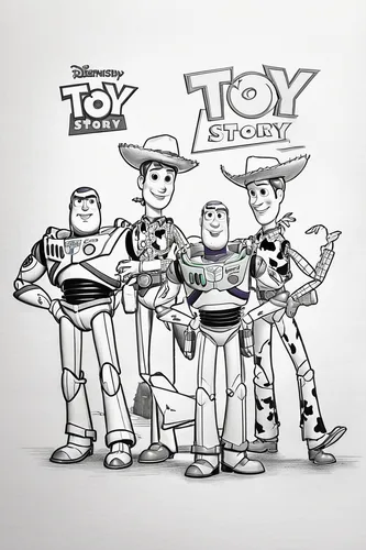 Develop a modern Toy Story logo showcasing iconic toys.,toy story,toy's story,toy box,toys,tin toys,toy toys,metal toys,toy,animated cartoon,toons,toy cars,boy's hats,clay animation,coloring pages kid