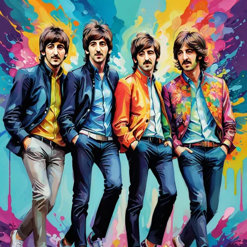 beatles,the beatles,pop art style,wall,color background,pop art colors,cool pop art,the rolling stones,crayon background,flowers png,modern pop art,colorfull,60s,colorful foil background,psychedelic art,popart,50 years,beetles,the colors,photo painting,Illustration,Paper based,Paper Based 04