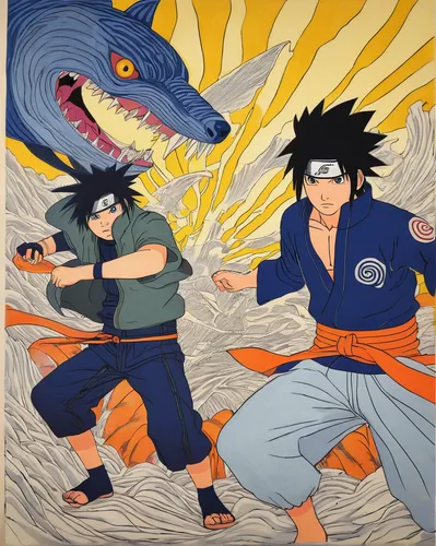 nine-tailed,iaijutsu,sōjutsu,naruto,battōjutsu,jujutsu,ninjutsu,kenjutsu,garp fish,sakana,dragon slayer,raw fish,ninjas,shinkiari,dragon slayers,shuriken,shinobi,kame sennin,japanese martial arts,confrontation,Art,Artistic Painting,Artistic Painting 50