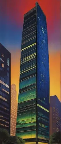 costanera center,tishman,the skyscraper,enron,escala,skyscraper,vdara,deloitte,citicorp,stanchart,azrieli,kimmelman,skyscrapers,yuchengco,skyscraping,the energy tower,bunshaft,pc tower,capitalcorp,office buildings,Illustration,Retro,Retro 15