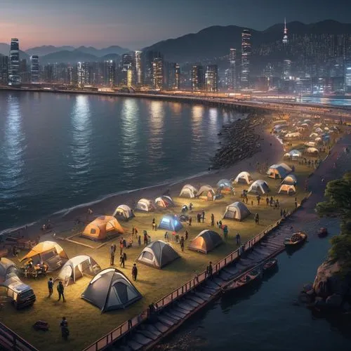 busan night scene,busan,hong kong,tent camp,camping tents,south korea,fishing tent,kowloon,seaside resort,tents,cube stilt houses,floating huts,beach tent,hongkong,tourist camp,campsite,campground,harbour city,danang,busan sea,Photography,General,Sci-Fi