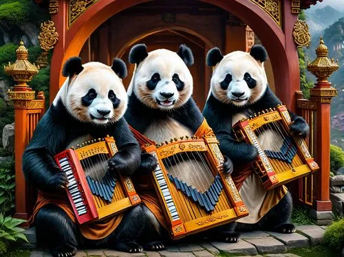 pan flute,pandas,traditional chinese musical instruments,musical ensemble,chinese panda,bandoneon,orchestra,musicians,xylophone,bamboo flute,pipe organ,concerto for piano,orchesta,symphony orchestra,panpipe,pandabear,panda,philharmonic orchestra,accordion,traditional korean musical instruments,Photography,General,Fantasy