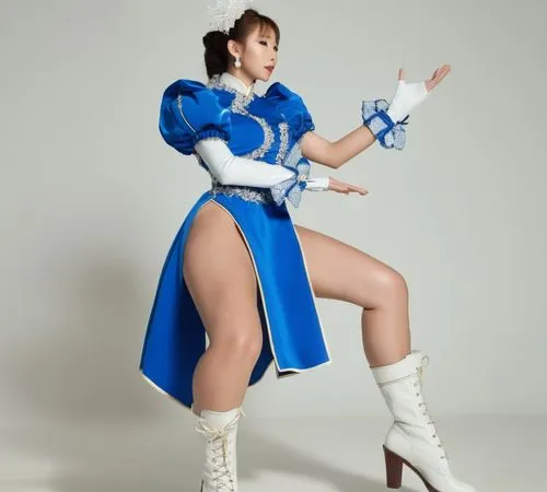 林志玲，蓝衣，白靴子,chunli,kasumi,chun,xiaofu,ayata,yuanji,sophitia,reika,yanmei,kitana,hazuki,rika,hanbei,xiaoyu,meiko,cosplay image,chunmei,funaki,gentiana,qingyi,Photography,General,Realistic