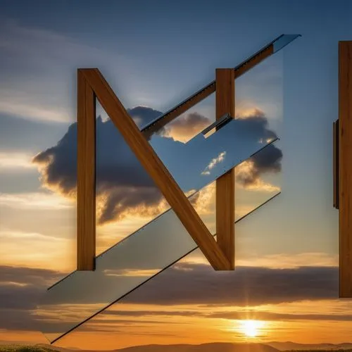 ترکیبی از فلز و درخت در هم ادقام کن,letter m,music note frame,angel of the north,wooden arrow sign,mobile sundial,metal segments,newton's cradle,metal gate,wooden letters,wooden sign,steel sculpture,l