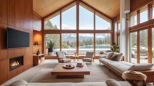 fire place,coziness,modern living room,the cabin in the mountains,snow house,luxury home interior,chalet,cozier,warm and cozy,log home,living room,livingroom,family room,snohetta,winter house,wood window,fireplaces,alpine style,log cabin,interior modern design,Photography,General,Realistic