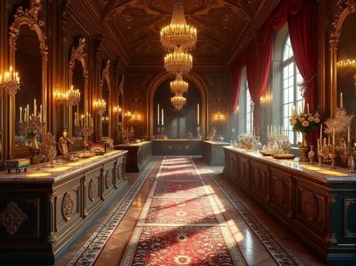 ornate room,baccarat,victorian room,courtroom,europe palace,royal interior,stalls,versailles,piano bar,enfilade,baroque,ornate,grandeur,sacristy,emporium,ballroom,dining room,ritzau,brasserie,czarist,Photography,General,Realistic