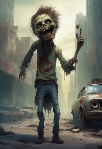 a person with an upside-down head, scratches and ripped clothes, square   eyes, big smile with sharp teeth, waving at you.,Zombie dude,zombie ice cream,zombi,chucky,zombie,leatherface,zompro,Illustrat