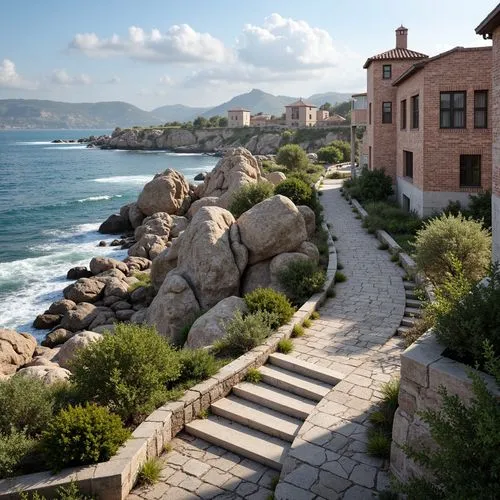 carmel,carmel by the sea,corsica,antibes,tramuntana,south france,corse,winding steps,finisterre,cliffside,dubrovnic,coastline,stone stairs,bandol,sardinia,stone stairway,monterey,italy liguria,costabile,seaside view