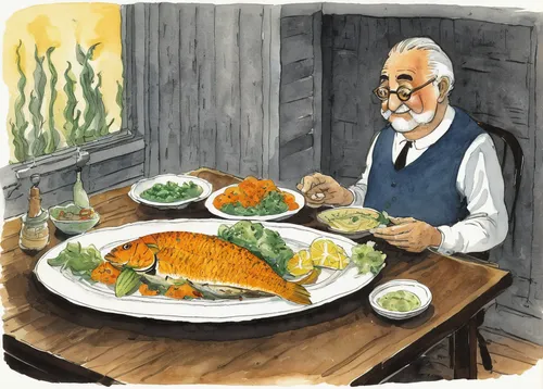 book illustration,haddock,forage fish,salmon,sockeye salmon,fishmonger,salmon fillet,arctic char,wild salmon,oily fish,pesach,soused herring,mediterranean diet,garibaldi (fish),garp fish,fish fry,fish herring,cabezon (fish),jewish cuisine,cotoletta,Illustration,Black and White,Black and White 22