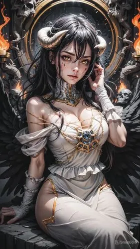 snake eye,albedo,kuchel,baroque angel,fallen angel,seraphim,fire angel,hestia,priestess,dark angel,black angel,filia,amuria,dolorosa,uriel,yongmei,estess,amaterasu,seraph,angelology,angel