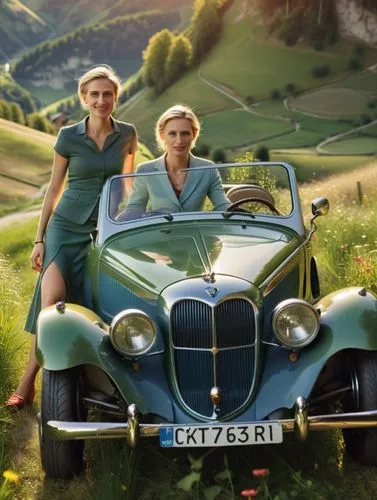 Germany’s political leader Alice Weidel dominates the action. She drives through a green Swiss meadow landscape with her pretty female partner in a valuable car whose dark green paintwork reflects the