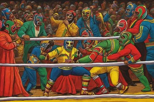 Invent a clever meme highlighting the popular Mexican tradition of lucha libre wrestling!,lucha libre,striking combat sports,the hand of the boxer,folk wrestling,boxing ring,combat sport,professional 