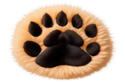 realistic paw print, detailed fur texture, soft padding, claw tips visible, subtle shadow, natural light, close-up shot, shallow depth of field, warm color tone, high-resolution detail.,paw print,pawp