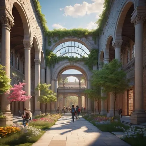 ecotopia,tunnel of plants,garden of plants,violet evergarden,botanical square frame,spring garden,sapienza,symphonia,winter garden,bloomgarden,archways,streamwood,glyptotek,arrietty,biopiracy,theed,plant tunnel,ancient city,dandelion hall,gardens,Illustration,Realistic Fantasy,Realistic Fantasy 24