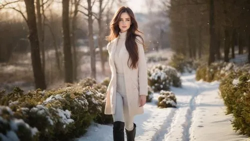 young woman walking in winter landscape,white winter dress,winter background,the snow queen,winter dress,white rose snow queen,suit of the snow maiden,winter magic,snow scene,winter dream,winterbluehe