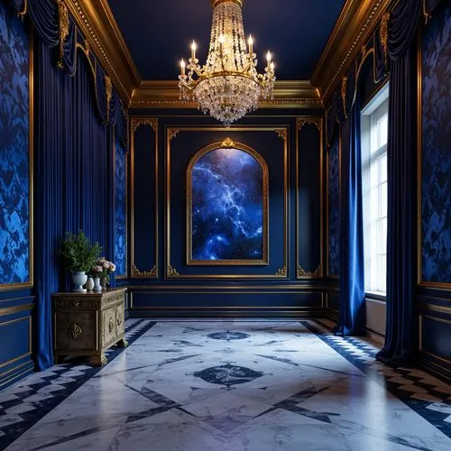 blue room,hallway,enfilade,hallway space,ornate room,foyer,anteroom,versailles,royal blue,corridor,chambre,corridors,entrance hall,wallcoverings,interior decoration,royale,marble palace,interior design,fromental,great room