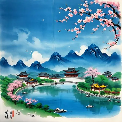 oriental painting,japanese sakura background,plum blossoms,landscape background,japanese art,cherry blossom japanese,plum blossom,japanese floral background,qingming,huijin,spring festival,yuexiu,tokaido,mengzi,rongfeng,pangu,cherry blossom festival,sakura trees,hiroshige,jiangling,Unique,Design,Blueprint