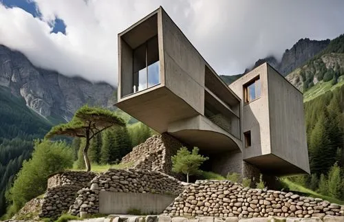 cubic house,house in mountains,house in the mountains,cantilevers,modern architecture,swiss house,cube stilt houses,cantilevered,svizzera,modern house,cube house,architettura,corbusier,futuristic architecture,glickenhaus,corbu,dunes house,zumthor,mountain hut,arhitecture,Photography,General,Realistic