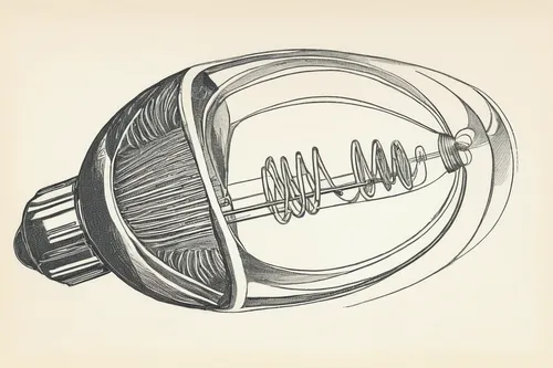 Design a futuristic and sleek light bulb concept.,camera illustration,wire light,spiral binding,cable drum,barograph,coaxial cable,coil,coils,electric cable,headlight,vintage drawing,wire entanglement