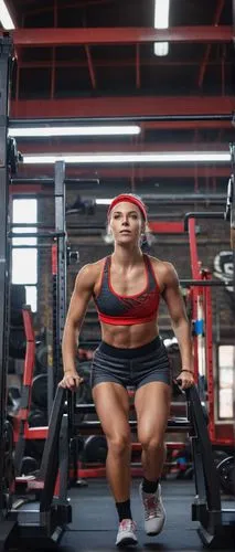 A young woman in a red bandana with bright eyes and a red collar climbs a rocking chair while wearing a tight-fitting gym shorts. The sun shines brightly in the sky, casting a warm glow on her face. S