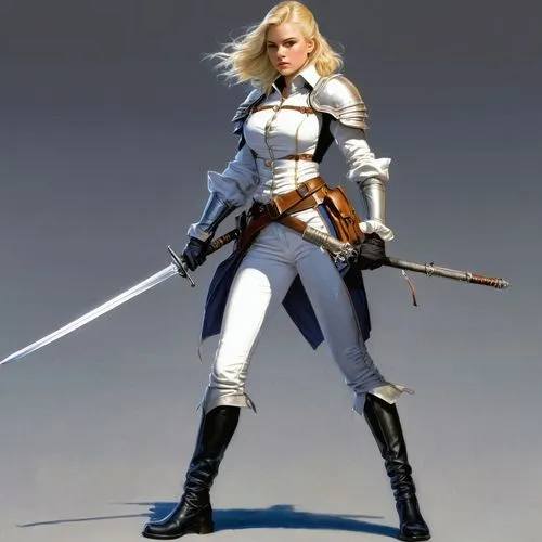 swordswoman,female warrior,cullen skink,katana,silver arrow,fantasy warrior,joan of arc,assassin,paladin,fantasy woman,warrior woman,dark elf,female nurse,ranger,musketeer,girl with gun,huntress,heroic fantasy,quarterstaff,female doctor,Illustration,Realistic Fantasy,Realistic Fantasy 03