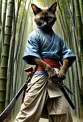 A siamese cat as a samurai,cat warrior,samurai fighter,samurai,japanese martial arts,kenjutsu,samurai sword,kungfu,eskrima,katana,kung fu,swordsman,sōjutsu,martial arts,shaolin kung fu,battōjutsu,shin