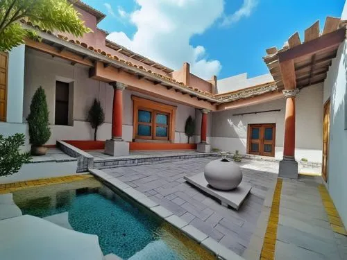 holiday villa,pool house,riad,luxury property,3d rendering,morocco,Photography,General,Realistic