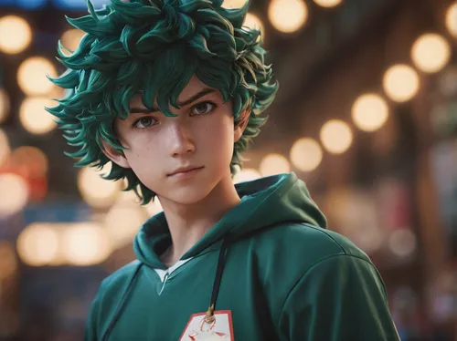 Anime stile,Naroto waring Izuku clothes,cosplay image,anime boy,emerald,my hero academia,cosplay,alm,cosplayer,jin deui,ren,sakana,emerald sea,emerald lizard,anime japanese clothing,green dragon,pine,