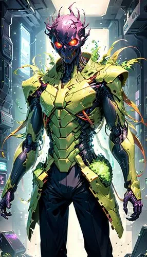 Supervillain Cyberphage
 
Real Name: Dmitri Romanov
Superpower: Techno-organic corruption, allowing him to infect and destabilize digital systems, turning technology into a threat.,michelangelo,frog m