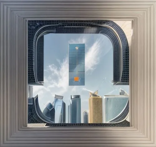 The Xiaomi logo prominently displayed on the facade of a futuristic skyscraper in Riyadh, Saudi Arabia, surrounded by a technologically advanced cityscape with automated transportation and sustainable