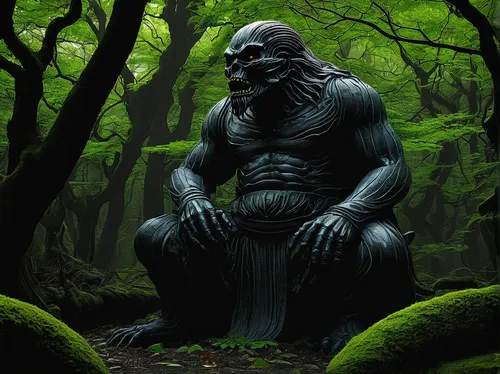 gorilla,king kong,the thinker,kong,forest man,silverback,sōjutsu,thinker,sci fiction illustration,forest animal,shamanic,primate,ape,great apes,chess piece,druids,buddah,gorilla soldier,daibutsu,bonobo,Conceptual Art,Daily,Daily 23