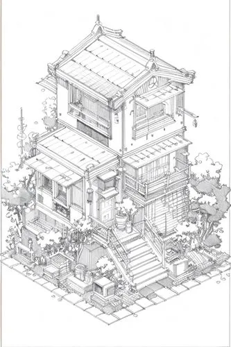 japanese architecture,house drawing,asian architecture,isometric,small house,chinese architecture,ryokan,houses clipart,ginkaku-ji,little house,house floorplan,garden elevation,residential house,build