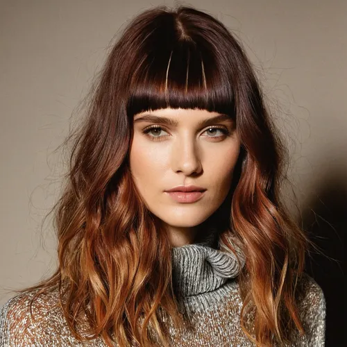 asymmetric cut,layered hair,bangs,trend color,caramel color,bob cut,feathered hair,hair coloring,hairstyle,beret,red-brown,smooth hair,natural color,haired,geometric style,artificial hair integrations,hair shear,gypsy hair,burning hair,curly brunette,Conceptual Art,Oil color,Oil Color 15