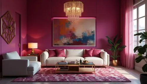 modern decor,dark pink in colour,interior decor,contemporary decor,sitting room,pink chair,livingroom,interior decoration,mahdavi,living room,interior design,valentine's day décor,bohemian art,deep pink,fuchsia,pink large,magenta,apartment lounge,pink vector,deco,Photography,General,Realistic