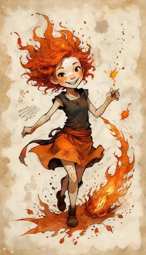 little girl in wind,flame spirit,burning hair,fire dancer,fire artist,fire dance,fire-eater,dancing flames,firedancer,fire kite,fire poker flower,cinnamon girl,fire eater,fire siren,fiery,fire angel,pumuckl,flame of fire,broomstick,wildfire,Illustration,Black and White,Black and White 08