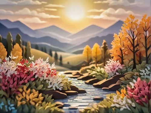 landscape background,flower painting,mountain scene,salt meadow landscape,autumn landscape,mountain landscape,nature landscape,river landscape,fall landscape,world digital painting,springtime background,autumn background,digital painting,autumn mountains,watercolor background,mountainous landscape,mountain stream,mountain sunrise,small landscape,landscape nature,Unique,Paper Cuts,Paper Cuts 04