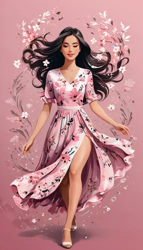 japanese sakura background,fashion vector,floral dress,mulan,digital painting,pink floral background,world digital painting,japanese floral background,girl in a long dress,rose of sharon,girl in flowers,floral background,sakura background,vector illustration,hand digital painting,rosa 'the fairy,ao dai,digital art,a girl in a dress,jasmine blossom,Unique,Design,Logo Design