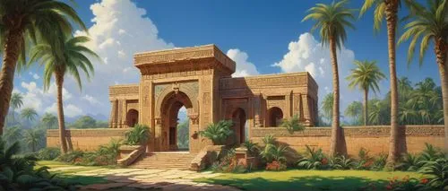 arabic background,egyptian temple,artemis temple,agrabah,qasr al watan,qasr,mesopotamia,royal tombs,hrab,karakas,mamounia,ancient egypt,quasr al-kharana,saqlawiyah,mausoleum ruins,arabiyah,riad,mihrab,persian architecture,islamic architectural,Art,Classical Oil Painting,Classical Oil Painting 15