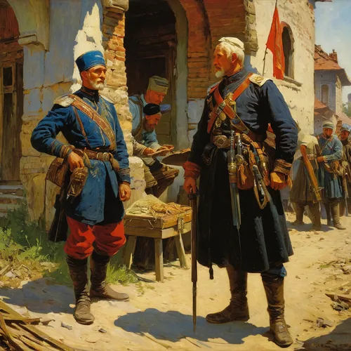 cossacks,orders of the russian empire,military officer,bruges fighters,confrontation,day of the victory,constantinople,prussian,officers,torgau,gallantry,franz,pilgrims,balkans,soldiers,the order of the fields,clergy,military uniform,pour féliciter,military organization,Art,Classical Oil Painting,Classical Oil Painting 42