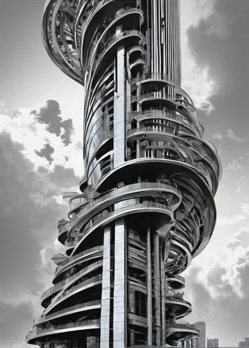 arcology,escala,futuristic architecture,the energy tower,vdara,residential tower,skycity,menara,renaissance tower,singapore landmark,steel tower,sky tower,skycraper,eurotower,rotunno,o2 tower,caprica,skaro,skyscraper,skylstad,Illustration,Black and White,Black and White 34