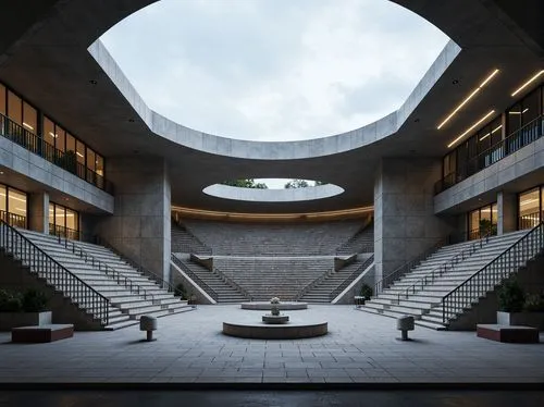 atriums,atrium,cochere,seidler,schulich,lasdun,midcentury,safdie,lecture hall,3d rendering,courtyard,dojo,ubc,embl,architekten,chipperfield,brutalist,brutalism,kirrarchitecture,sfu