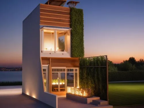 evening, warm light, beautiful resident,modern house,luxury property,smart home,cubic house,holiday villa,modern architecture,smart house,cube stilt houses,luxury real estate,block balcony,beautiful h