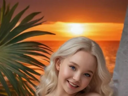 a blonde haired girl posing for a pograph,gowon,beach background,hyo,solar,joo,poppycock,tana,hyoty,sephie,sori,vitamin b,dongsuh,omo,jungwirth,noni,chaenopsid,agnete,sunndi,merong,ziu